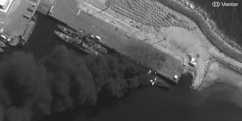 Satellite imagery reveals burning Iranian frigate after US-Israel strikes